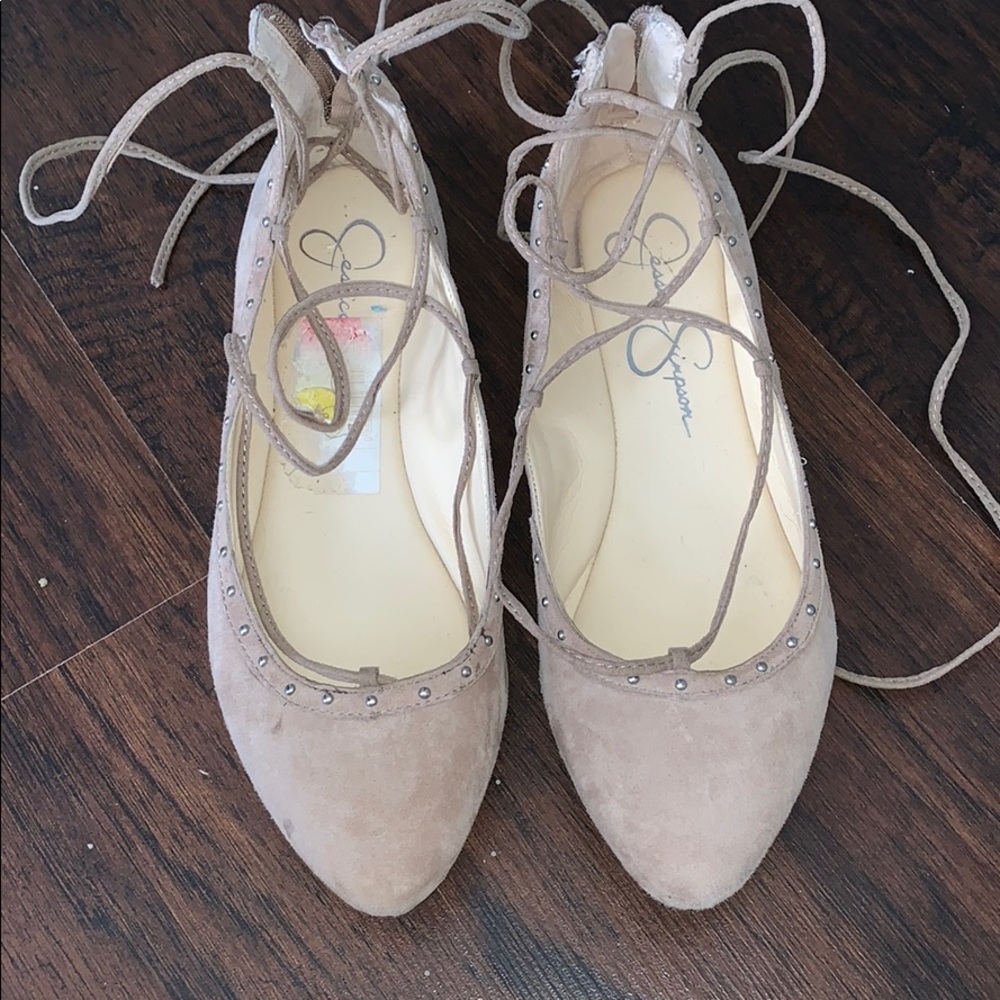 Jessica Simpson tie up flats